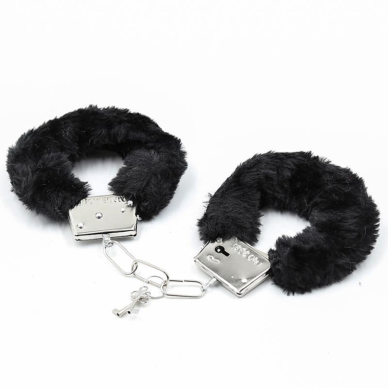 Furry Metal Handcuffs Black 1
