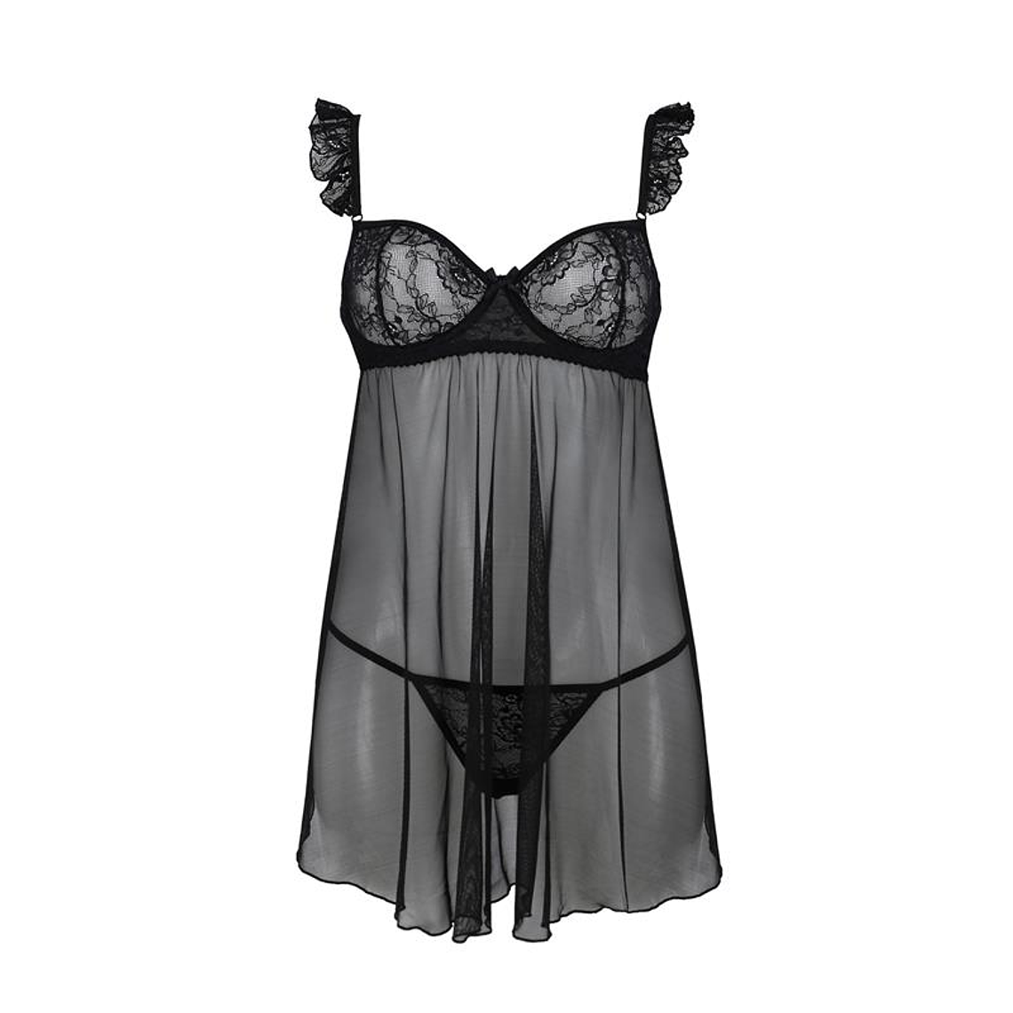 Milagros Chemise and Thong Black 3