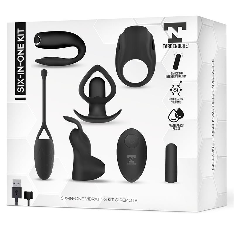 Six-In-One Vibrating Bullet and 6 Silicone Accessories Kit 10