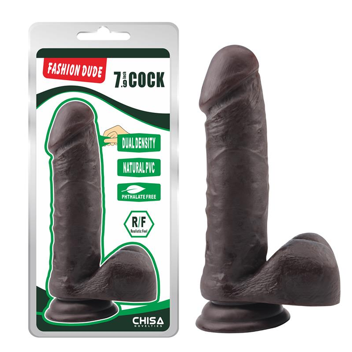 Dildo Dual density Fashion Dude 7.9 Brown 2