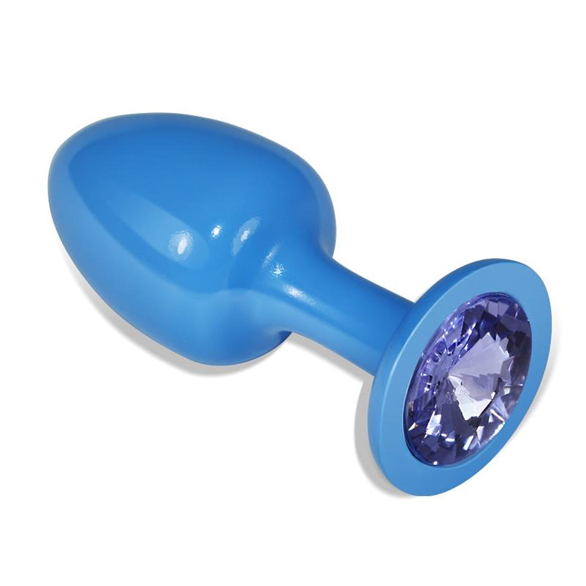 Metal Butt Plug Blue Rosebud with Blue Jewel 1
