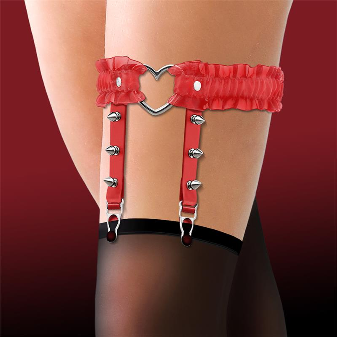 Garter with Heart and Ruffles Vegan Leather One Size 1