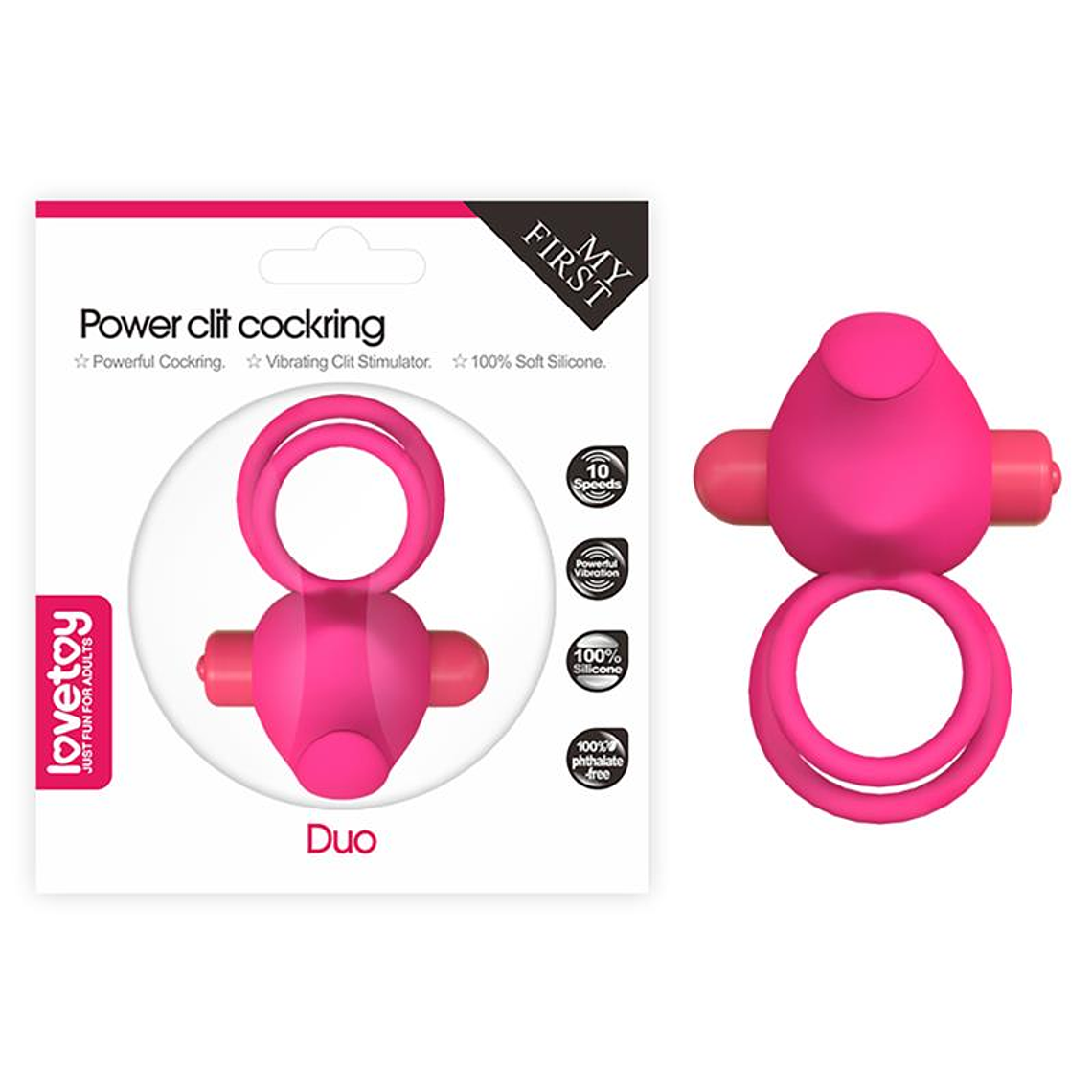 Double Vibrating Cockring Power Clit Duo Pink 7
