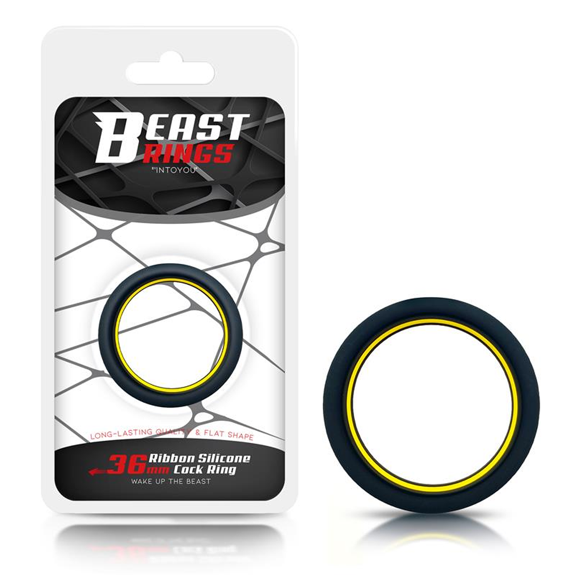 Penis Ring 100% Solid Silicone 3.6 cm Yellow and Black 1