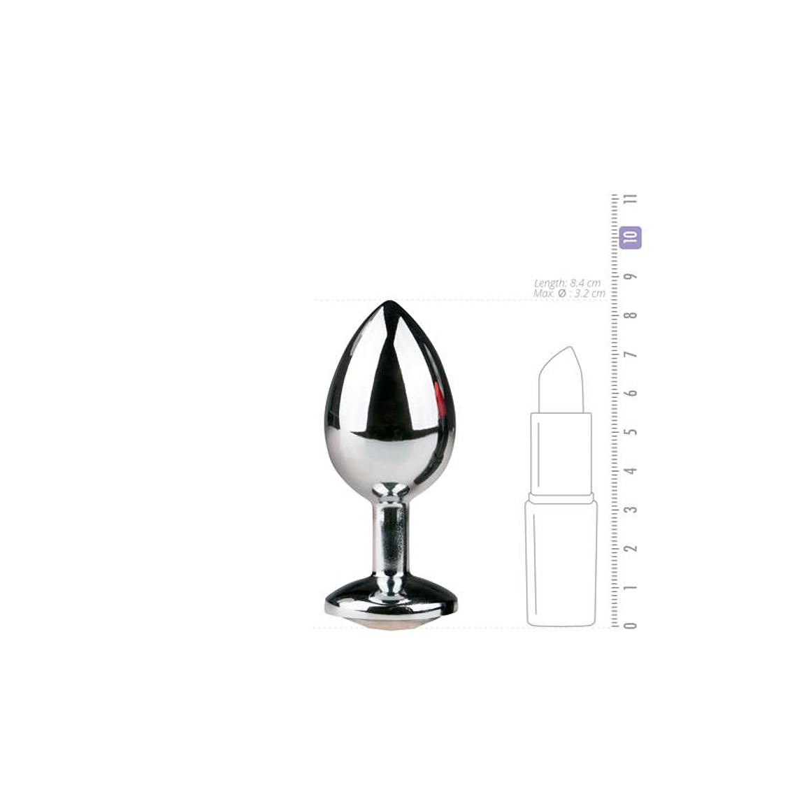 Metal Butt Plug No. 2 - Silver/Clear 3