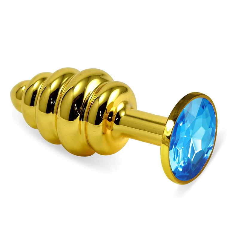 Spiral Butt Plug Rosebud with Blue Jewel 1