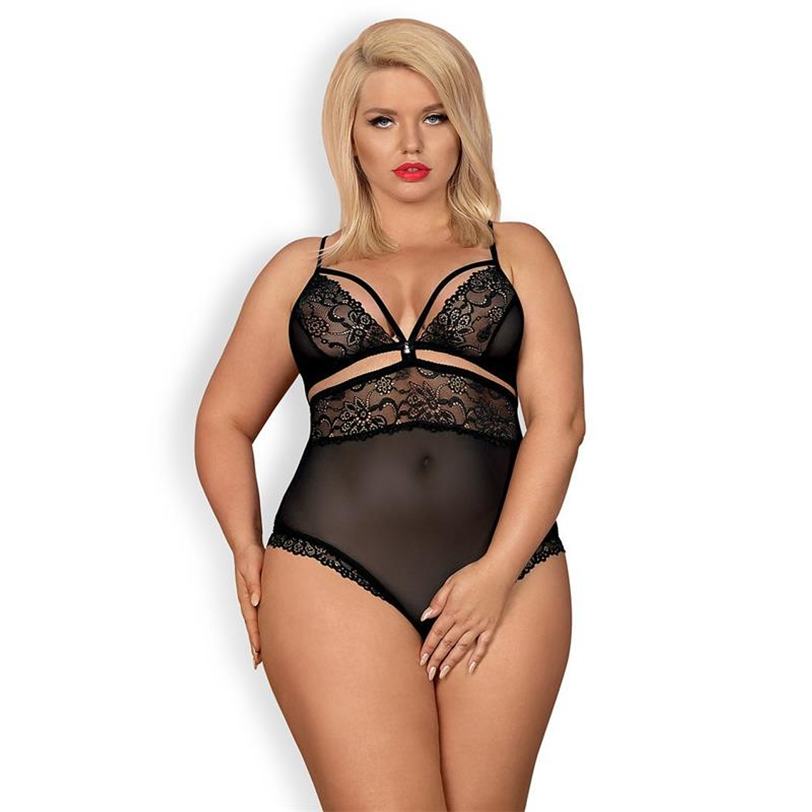 838-TED-1 Bodysuit with Open Crotch Black 2