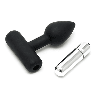 Butt Plug with Vibrating Bullet Black
