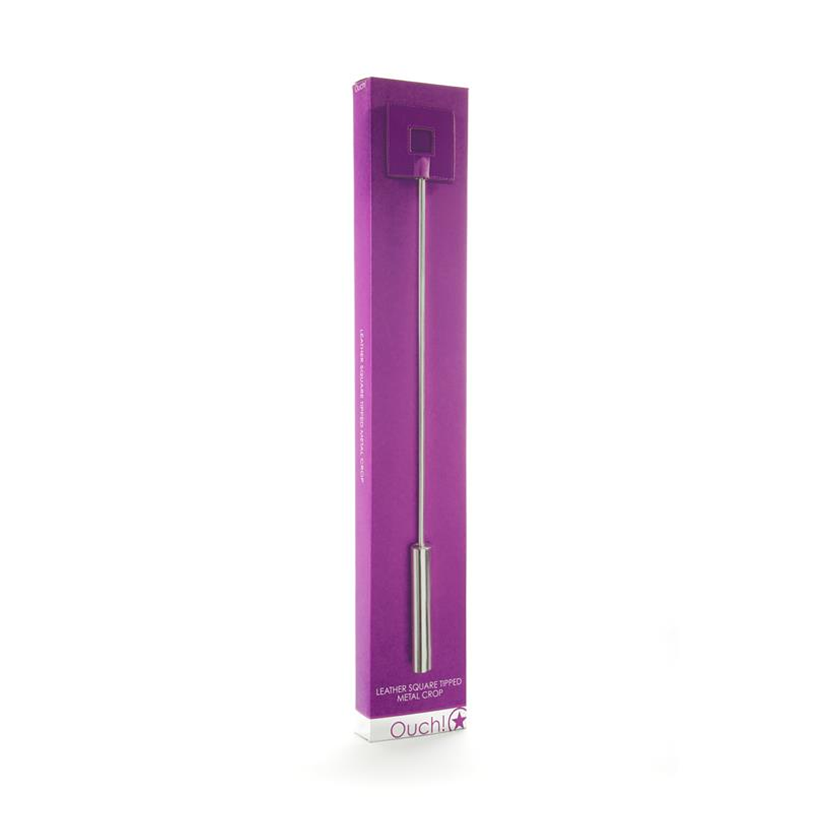 Shots Ouch! Whips and Paddles Leather Square Tipped Crop Purple 2