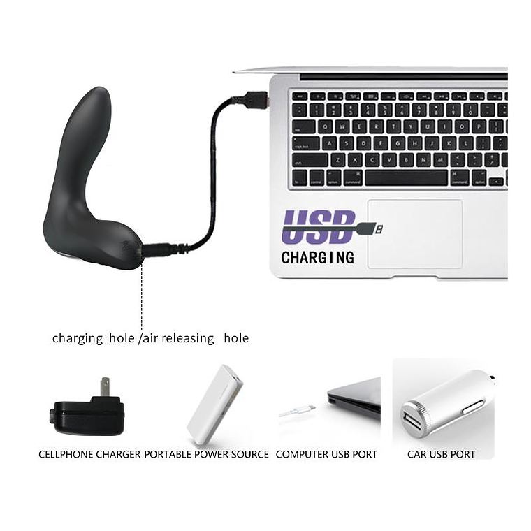 Anal Stimulator Inflatable Leonard Silicone USB Black 4