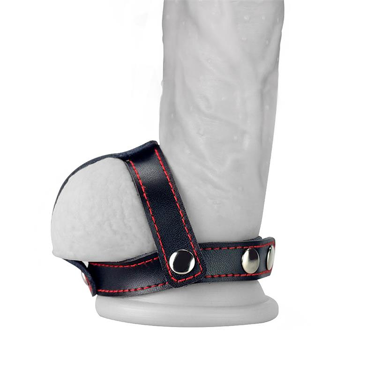 Leather Cock Ring with Ball Divider 2