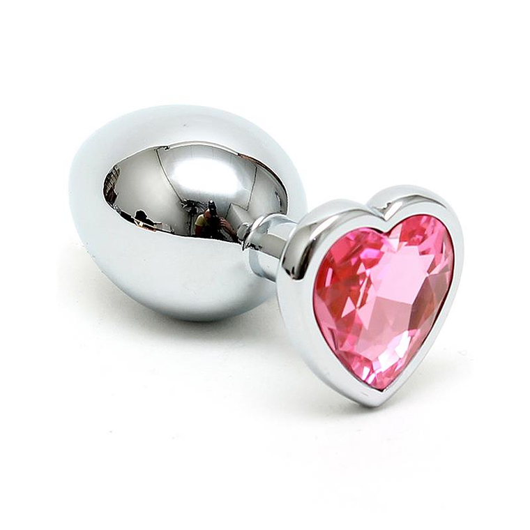 Butt Plug Plated Steel Crystal Heart Pink 1