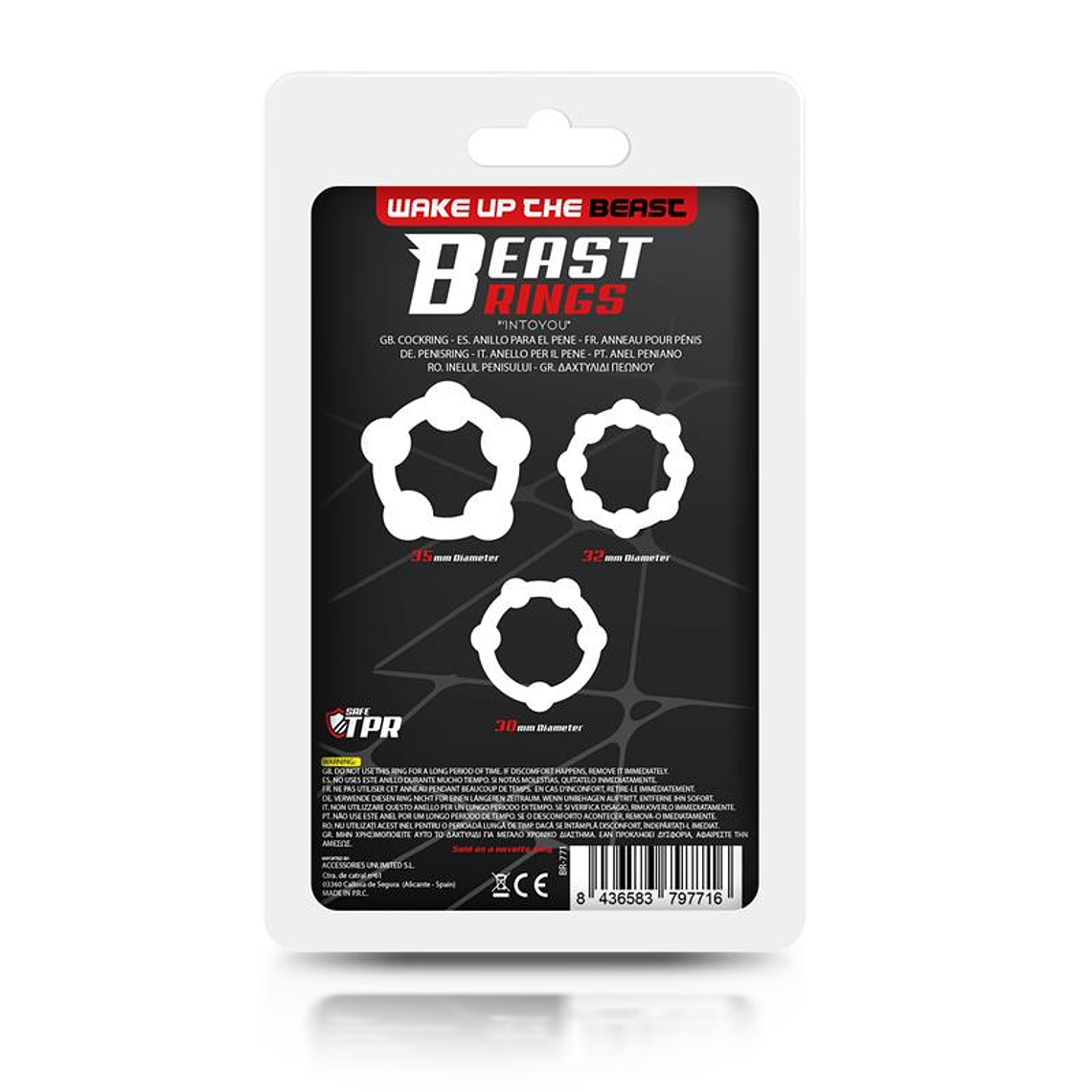 Set of 3 Cock Ring Beaded Flexible Black 3