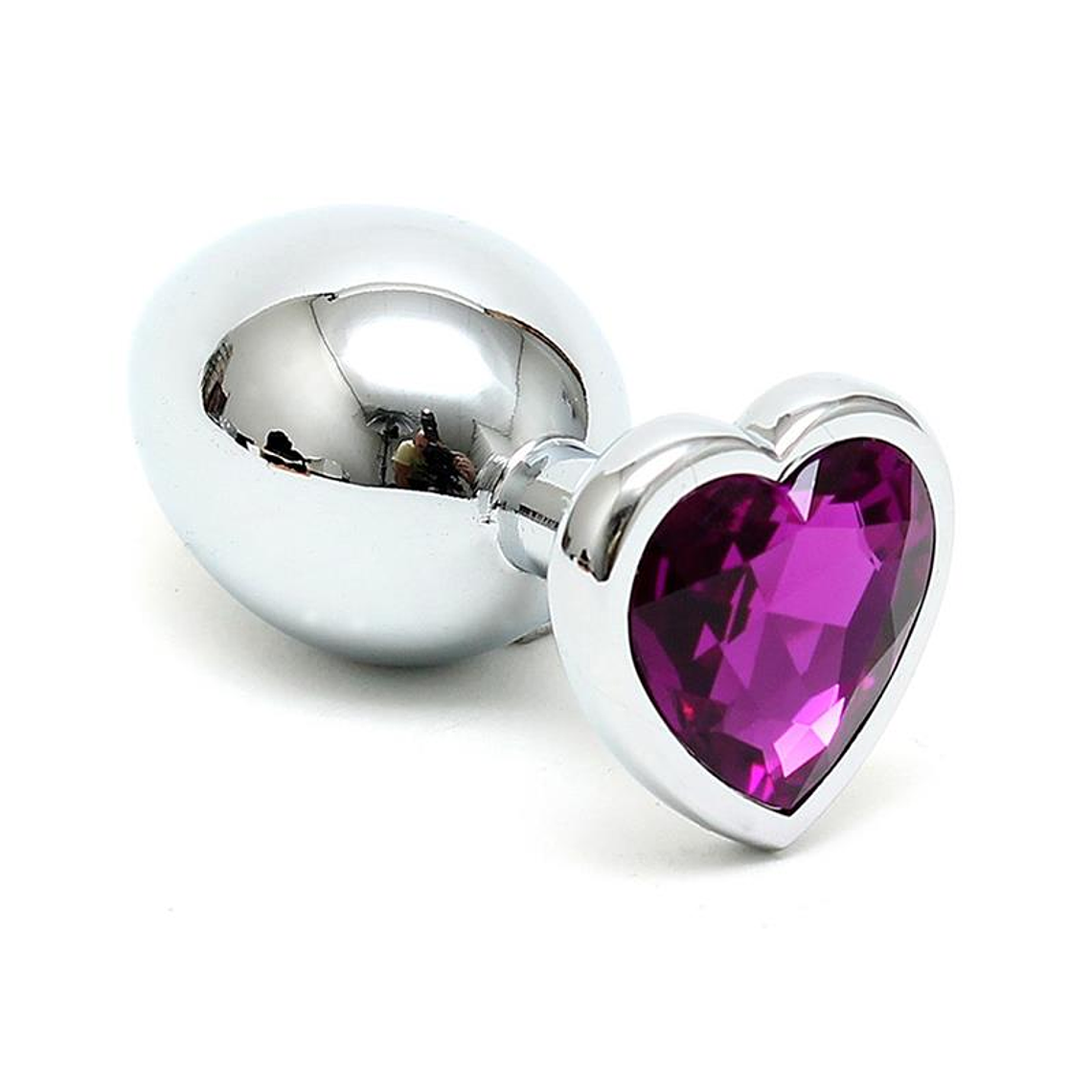 Butt Plug Plated Steel Crystal Heart Purple 1