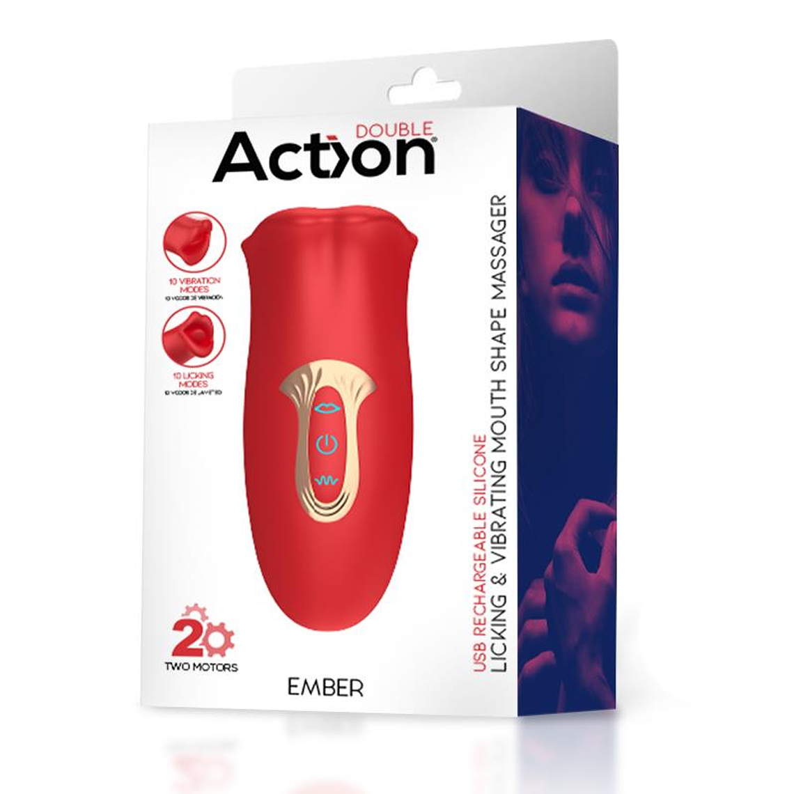 Ember Licking and Vibrating Mouth Shape Massager USB Silicone 10