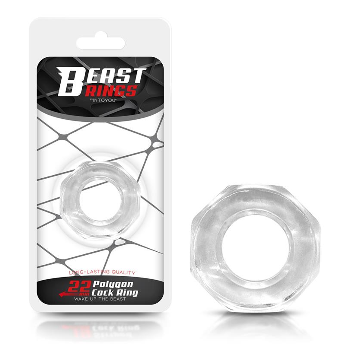 Cock Ring Super Flexible Polygon 2.2 cm Clear 1