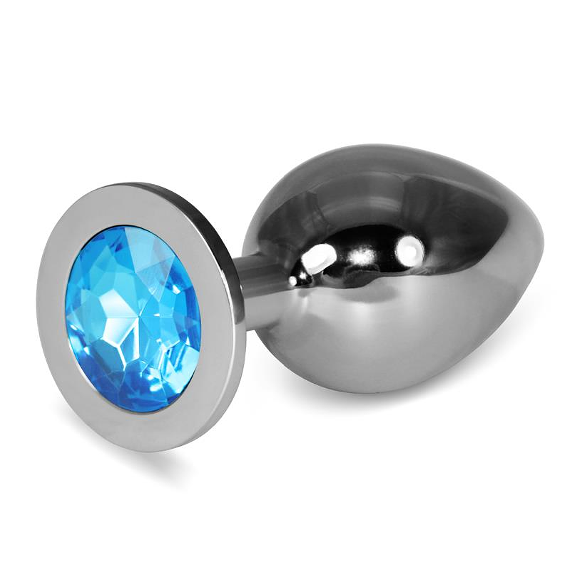 Metal Butt Plug RoseBud Classic with Blue Jewel Size L 1