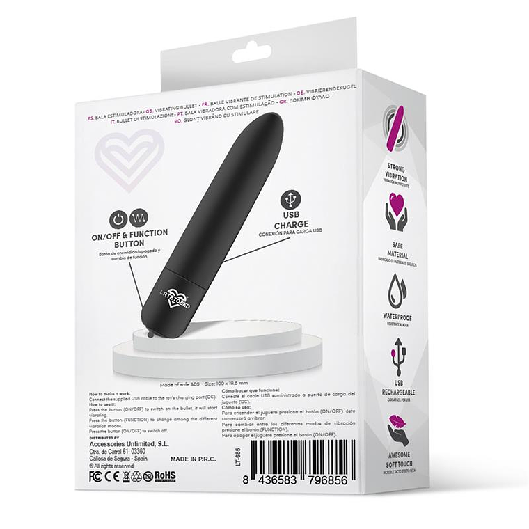 Shoty Vibrating Bullet USB 10 Speeds Powerful Motor Black 3