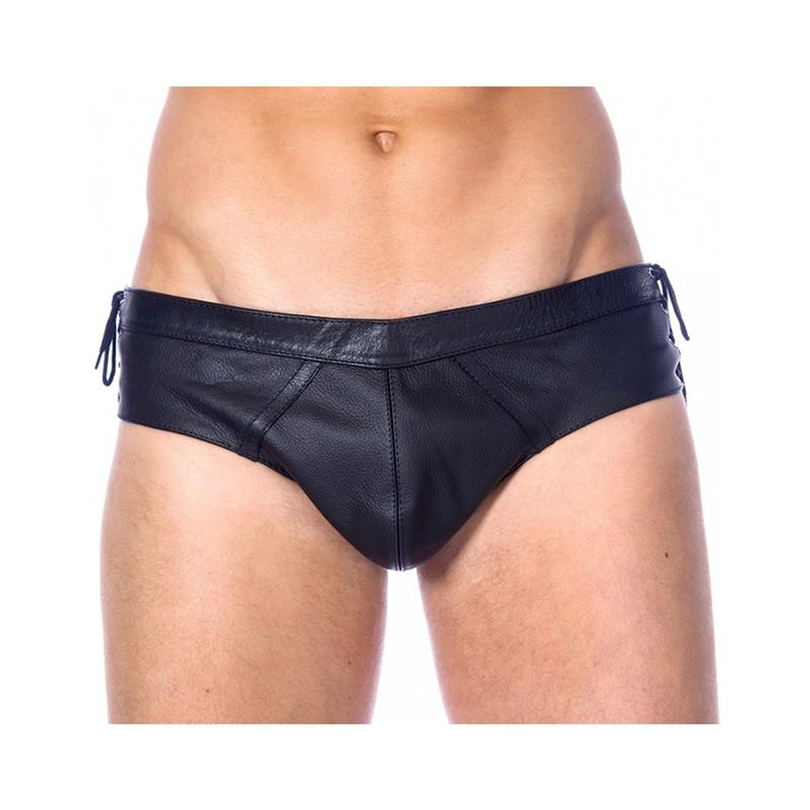 Leather Briefs Adjustable Black 1