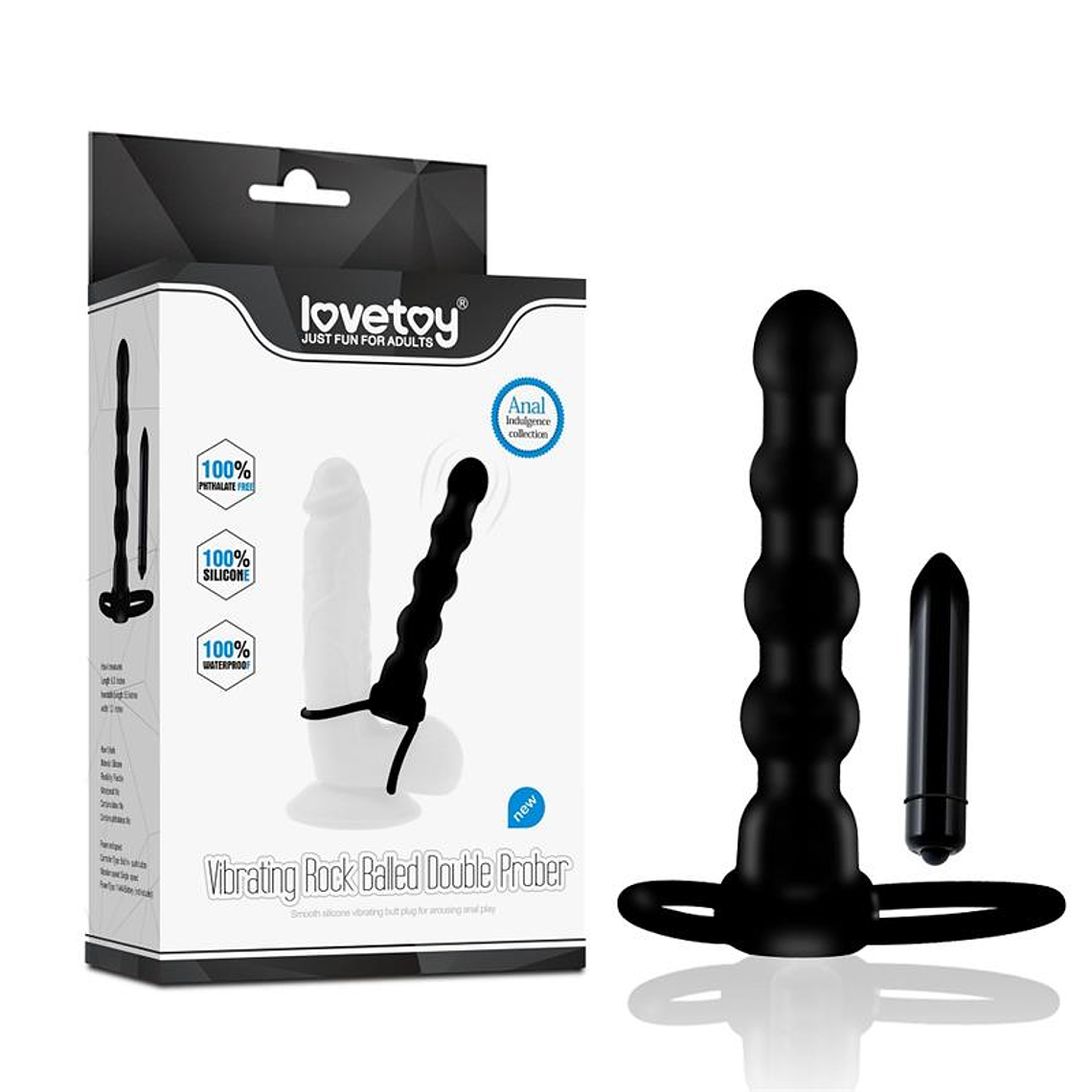 Butt Plug Double Prober with Vibration Black 9