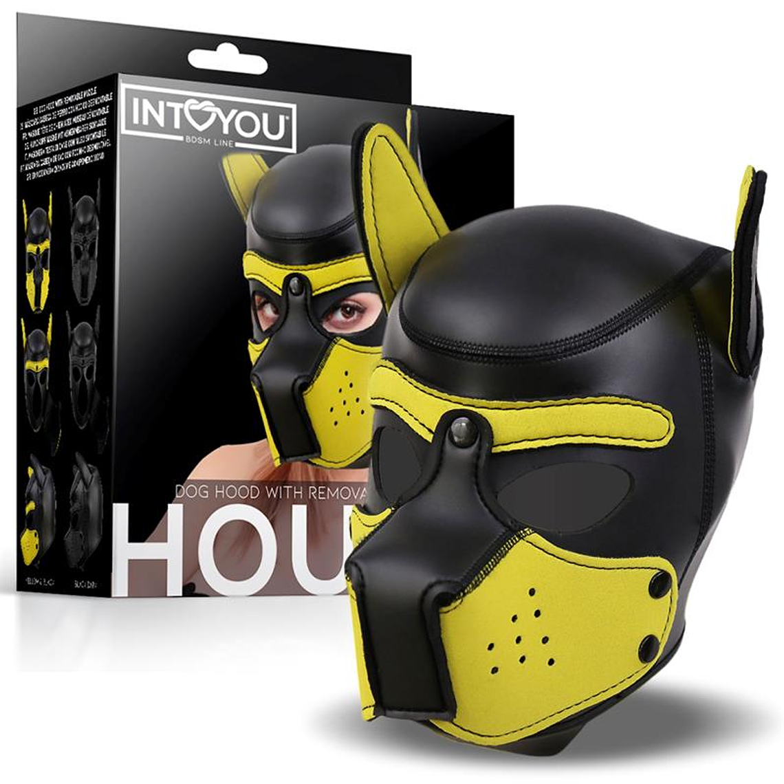 Hound Neoprene Dog Hound Removable Muzzle Black/Yellow One Size 1