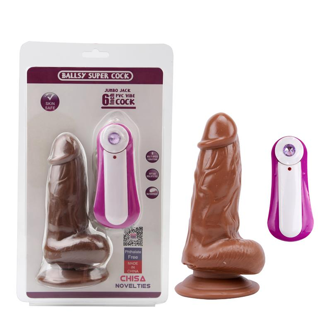 Dildo Jumbo Jack 6 Vibrating Dildo-Brown 7