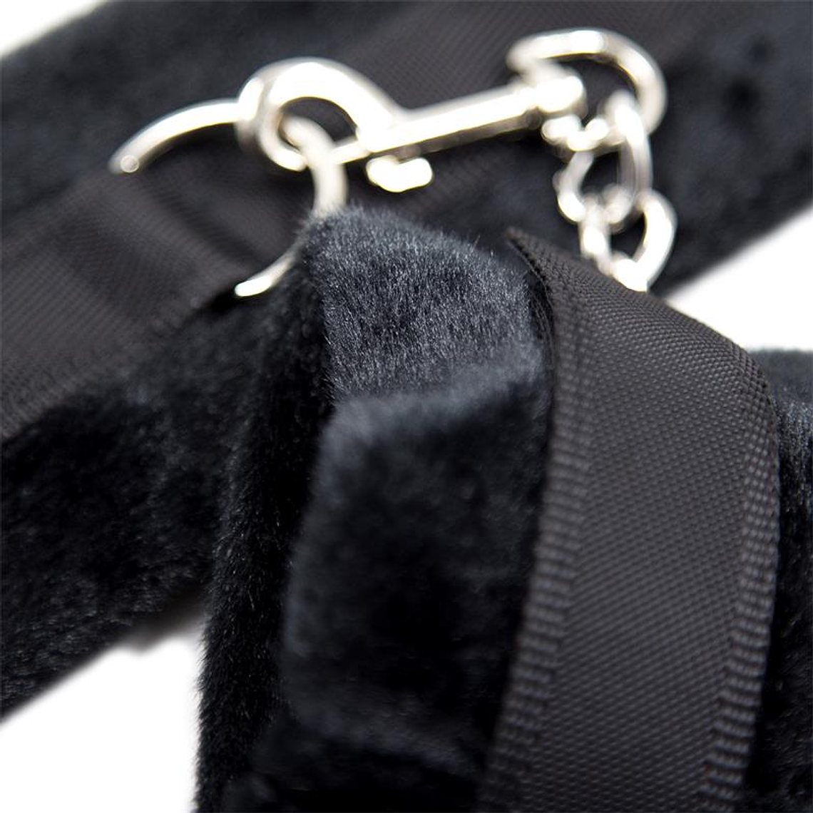 Handcuffs with Velcro with Long Fur Black 3