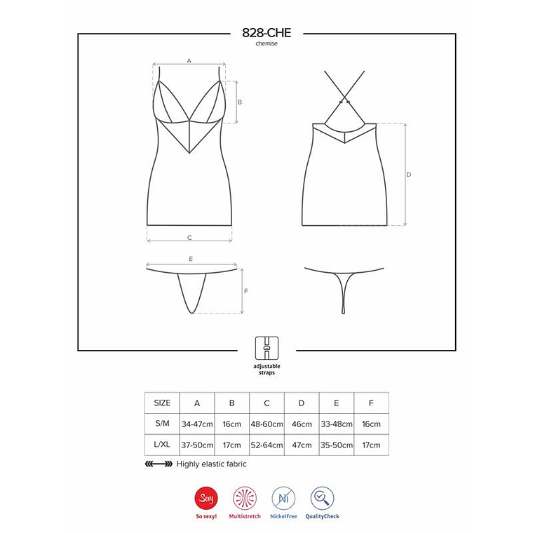 828-CHE-1 Chemise and Thong Black 3