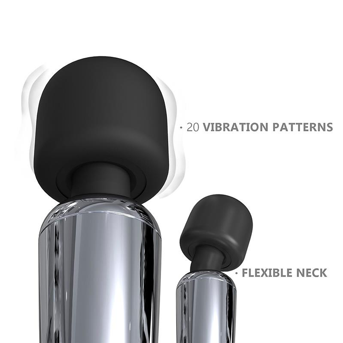 Silvery High-Tech Wand Super Powerful Wireless USB Chrome Silicone 6