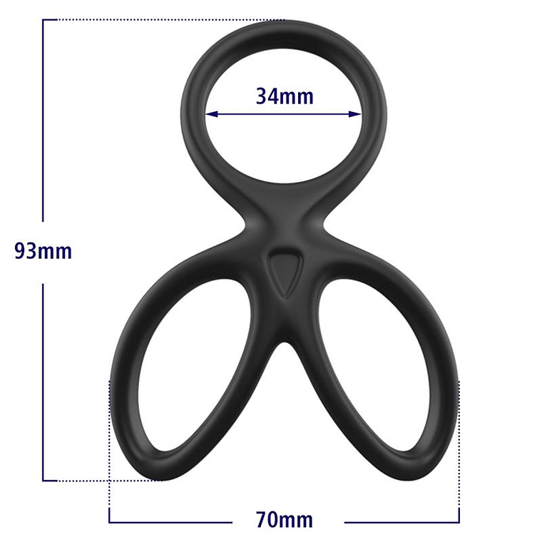 Triple Penis and Testicles Ring Liquid Silicone 10