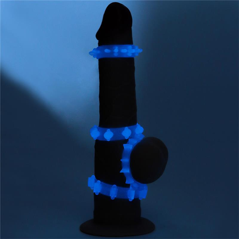 Lumino Play Set 4 Penis Ring Blue Light 4