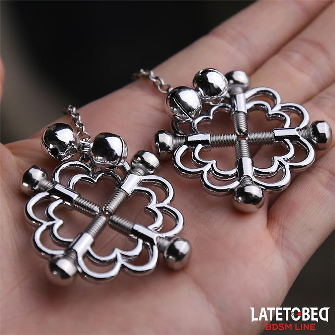 Metal Flower Nipple Clamps with Chain 5