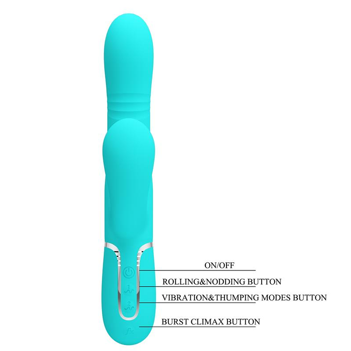 Mariana Vibrator 4 in 1 Silicone Turquoise 9