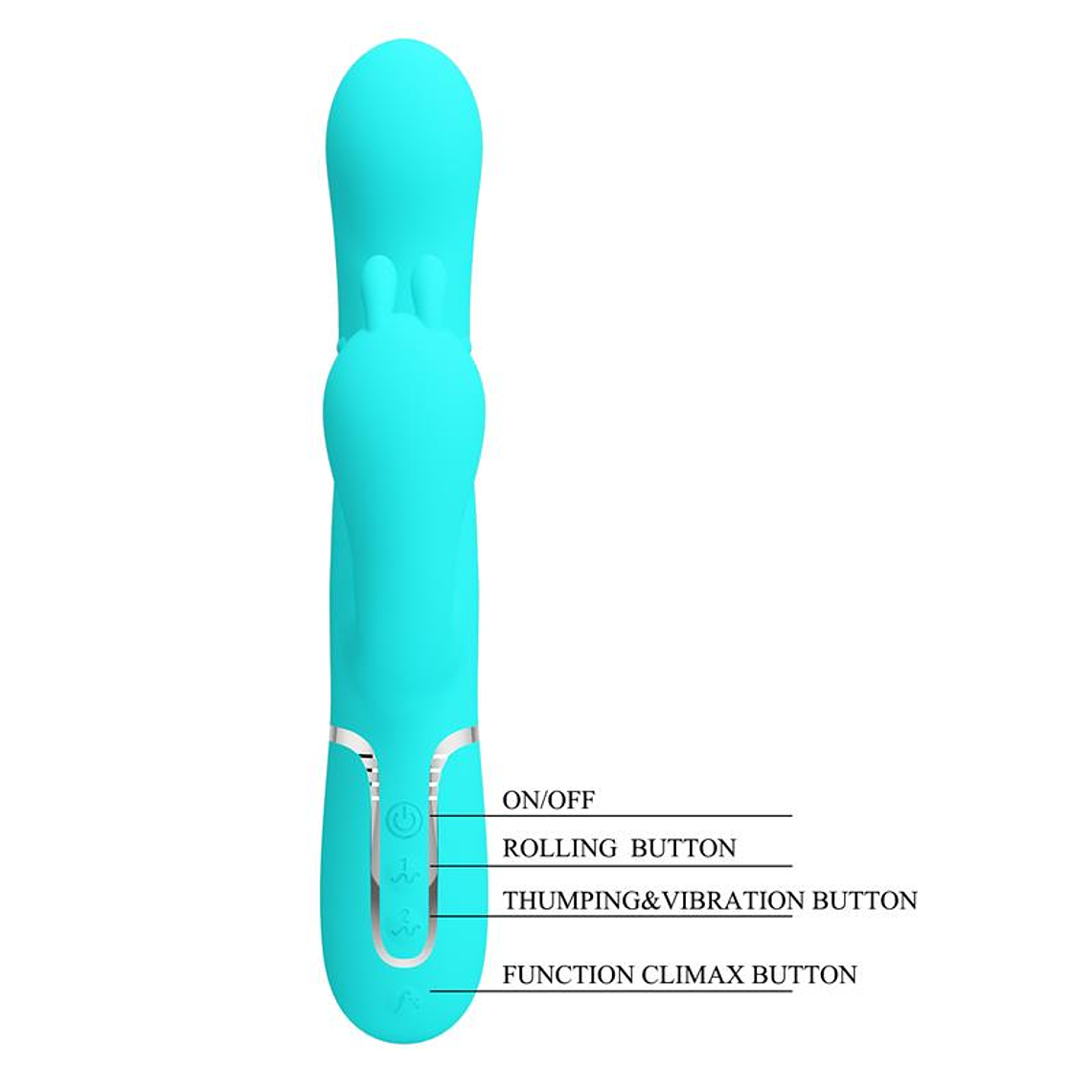 Cammy Tripple Rabbit Vibrator with Beads Turquoise 8