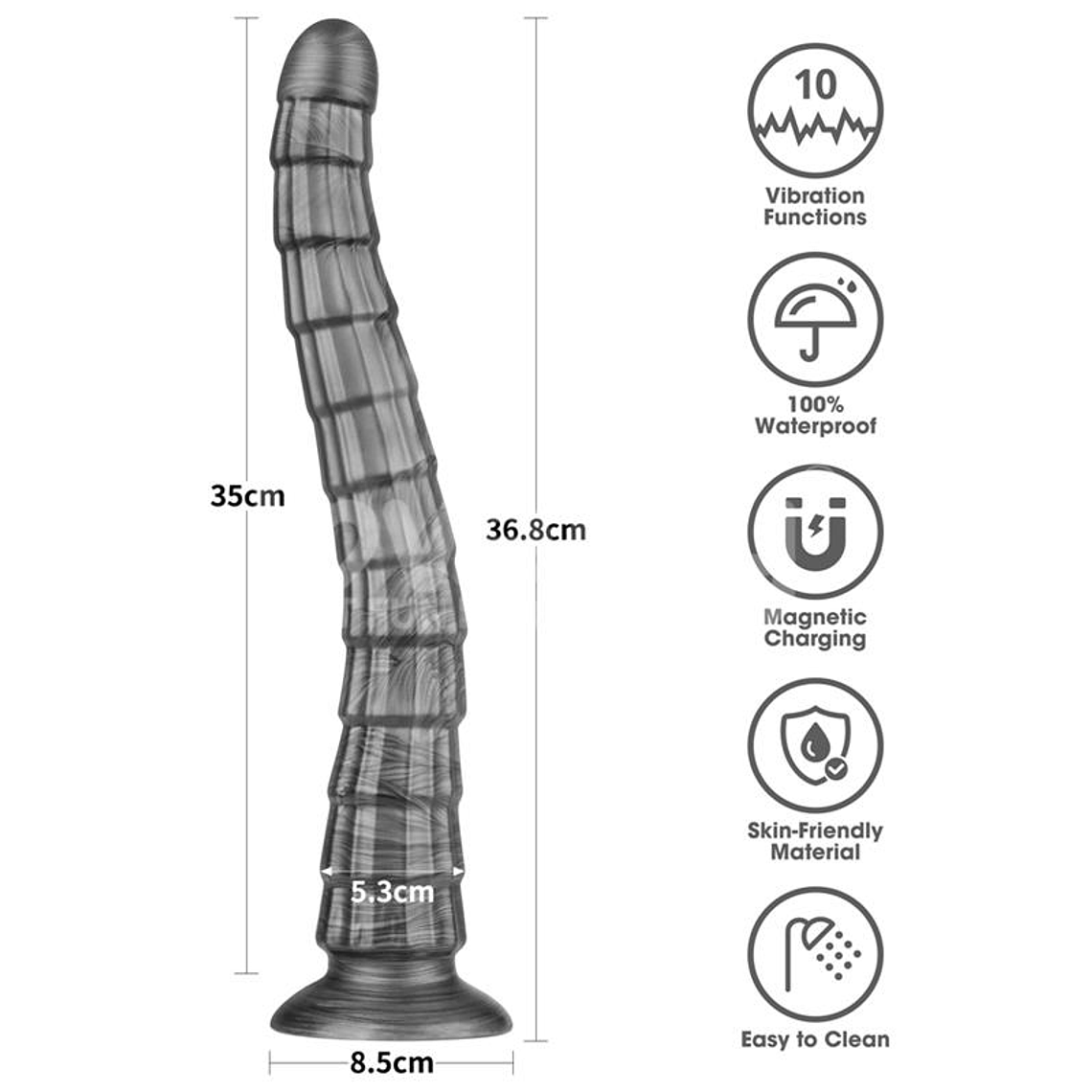Vibrax Slider Anal Dildo with Vibration King Sized 14.5 11