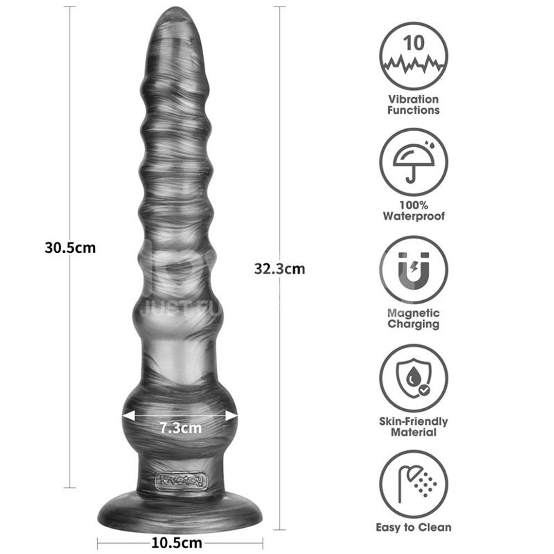 Vibrax Slider Anal Dildo with Vibration King Sized 12.5 10