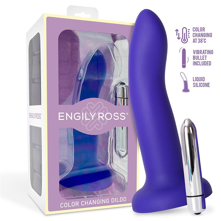 Vibrating Color-Changing Dildo Blue to Purple Size M 17 cm 1
