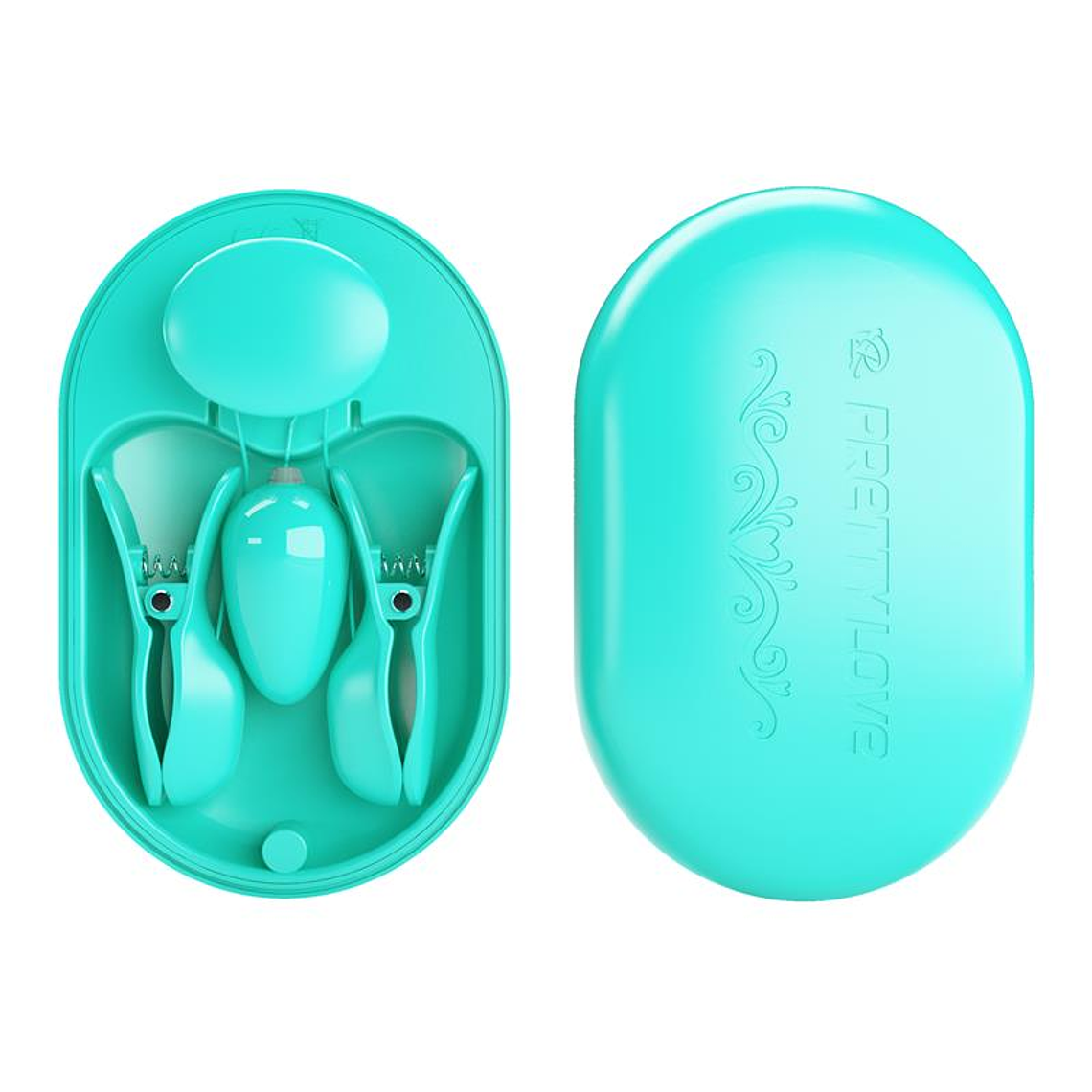 Surprise Box Vibrating Egg with Electric Shock Nipple Clamps Blue 5