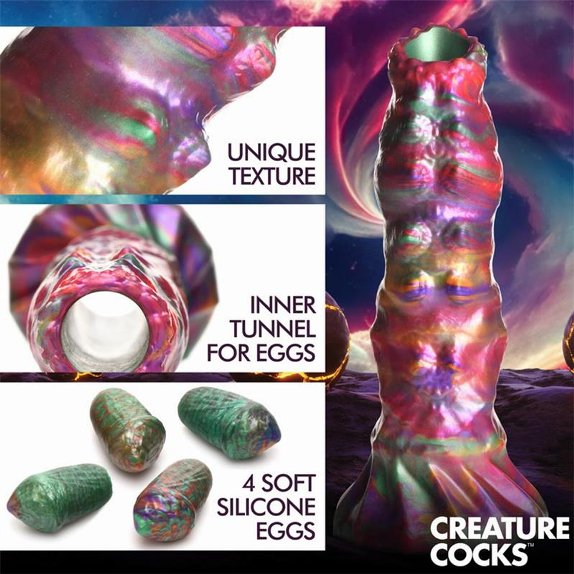 Ovipositor dildo with 4 silicone eggs 9 14