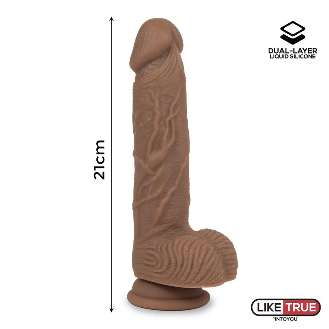 Dildo Dual Layer Silicone 8.25 Brown 8