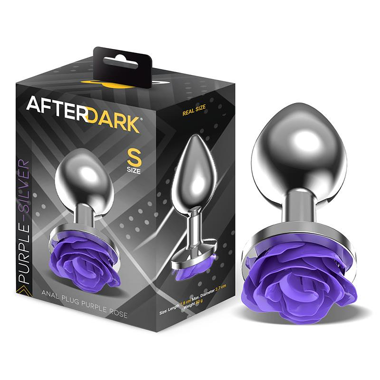 Metal Anal Plug with Purple Rose Base - Size S 1