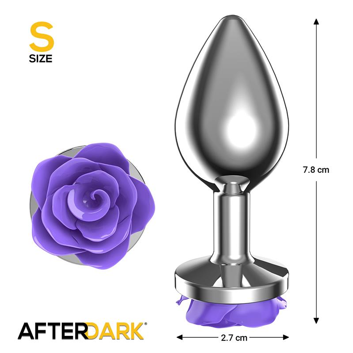 Metal Anal Plug with Purple Rose Base - Size S 3
