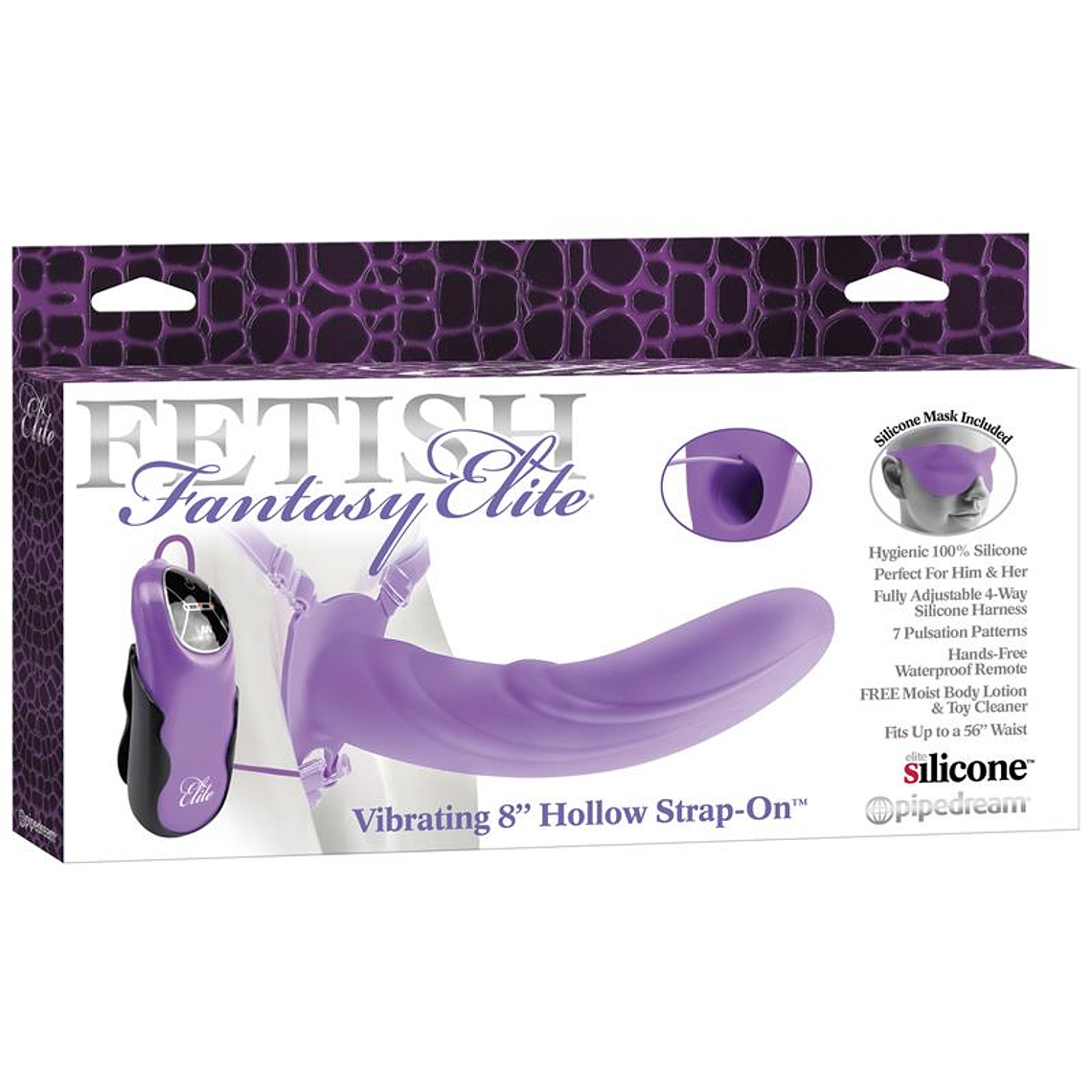 Harness with Hollow Dildo with Vibration 20 cm Purple 2