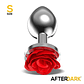 Metal Anal Plug with Red Rose Base - Size S - Thumbnail 2