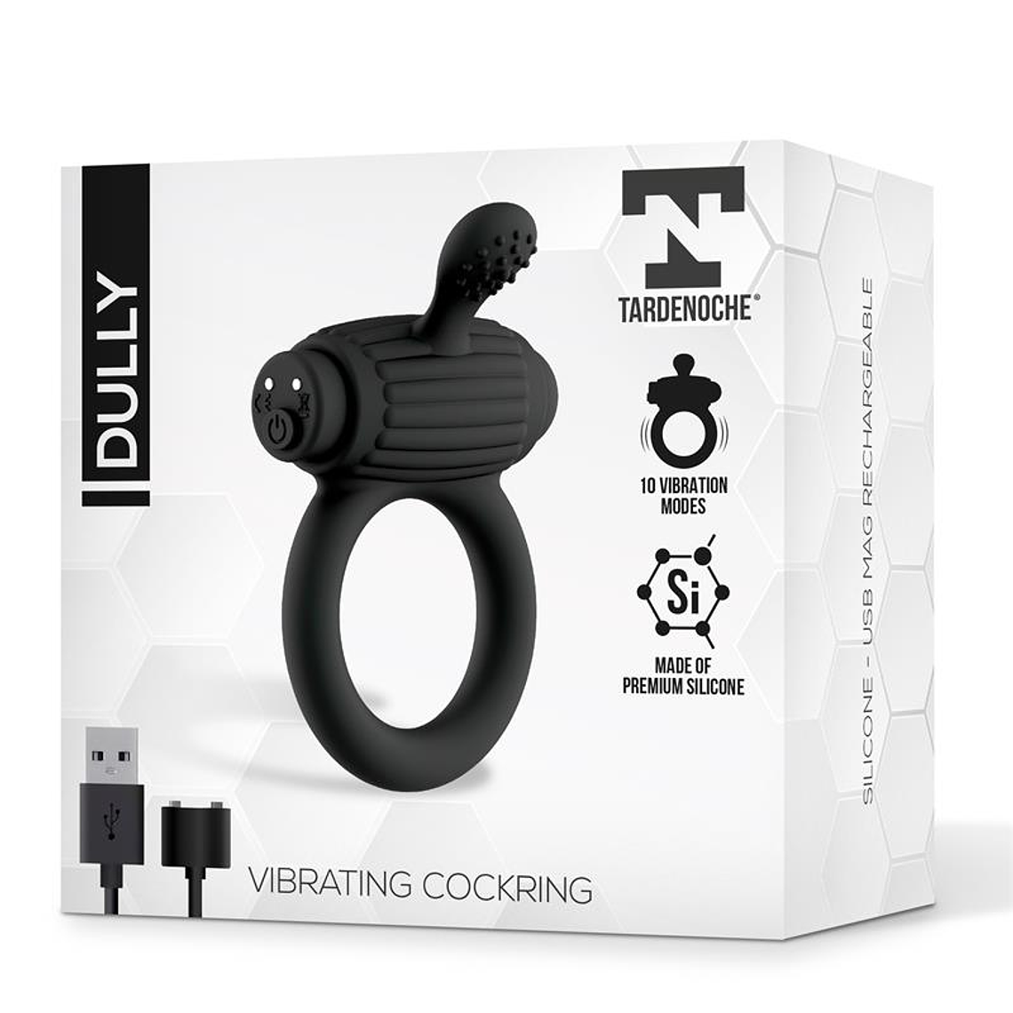 Dully Vibrating Penis Ring Silicone Magnetic USB 6