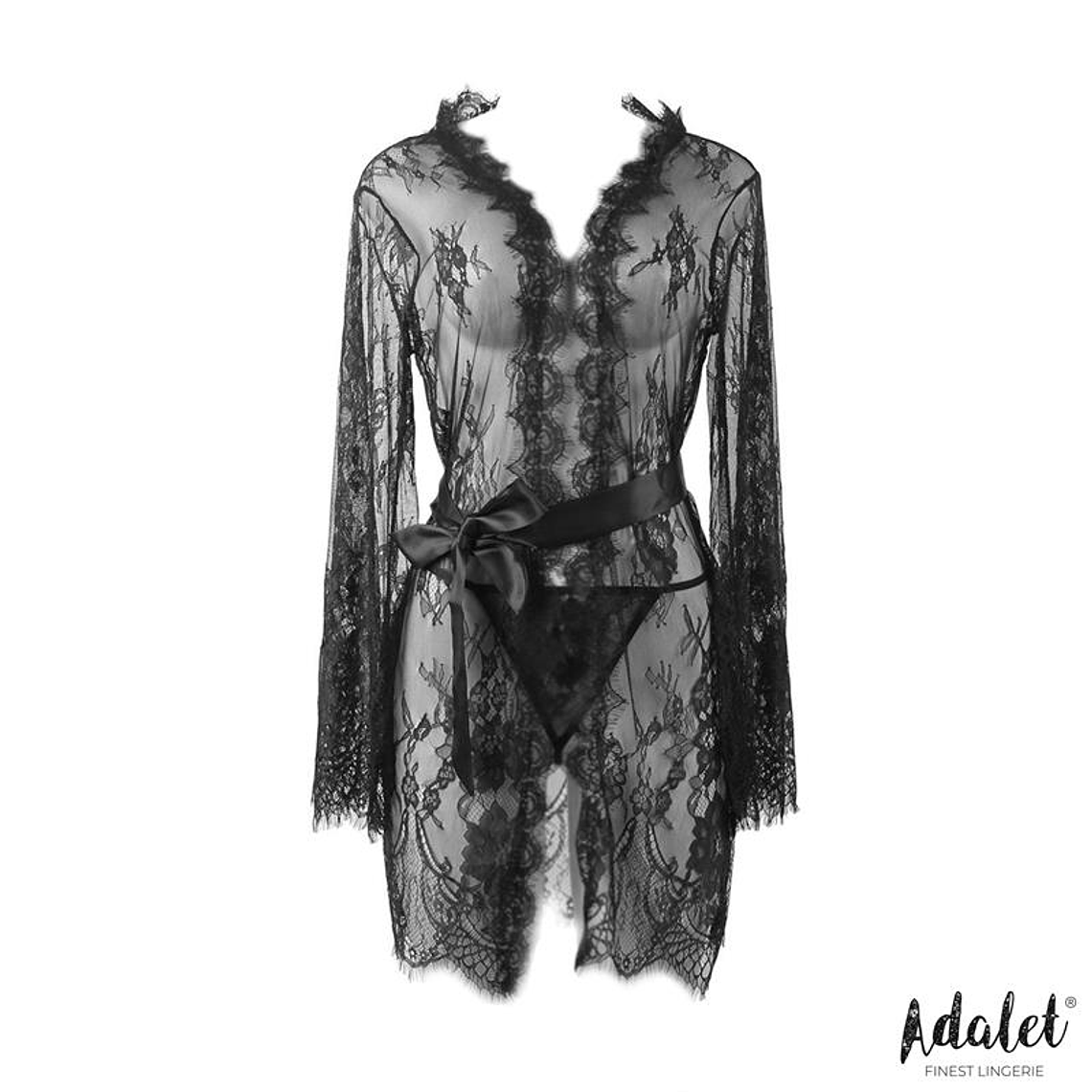 Lucy Semi Transparent Peignoir and Thong Black 3