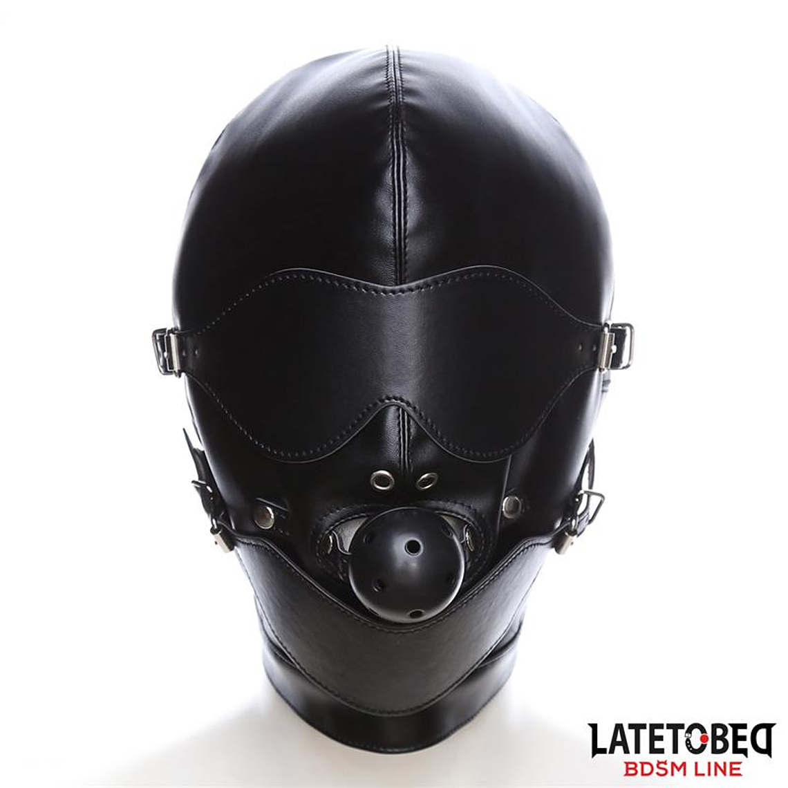 Slave Hood with Eye mask Breathable Gag Ball and Mouth Adjustable 1