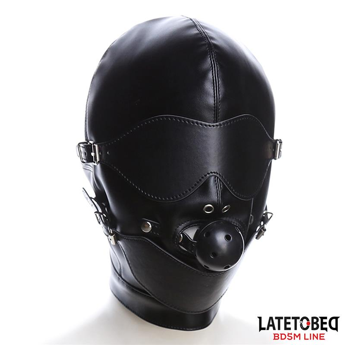 Slave Hood with Eye mask Breathable Gag Ball and Mouth Adjustable 3