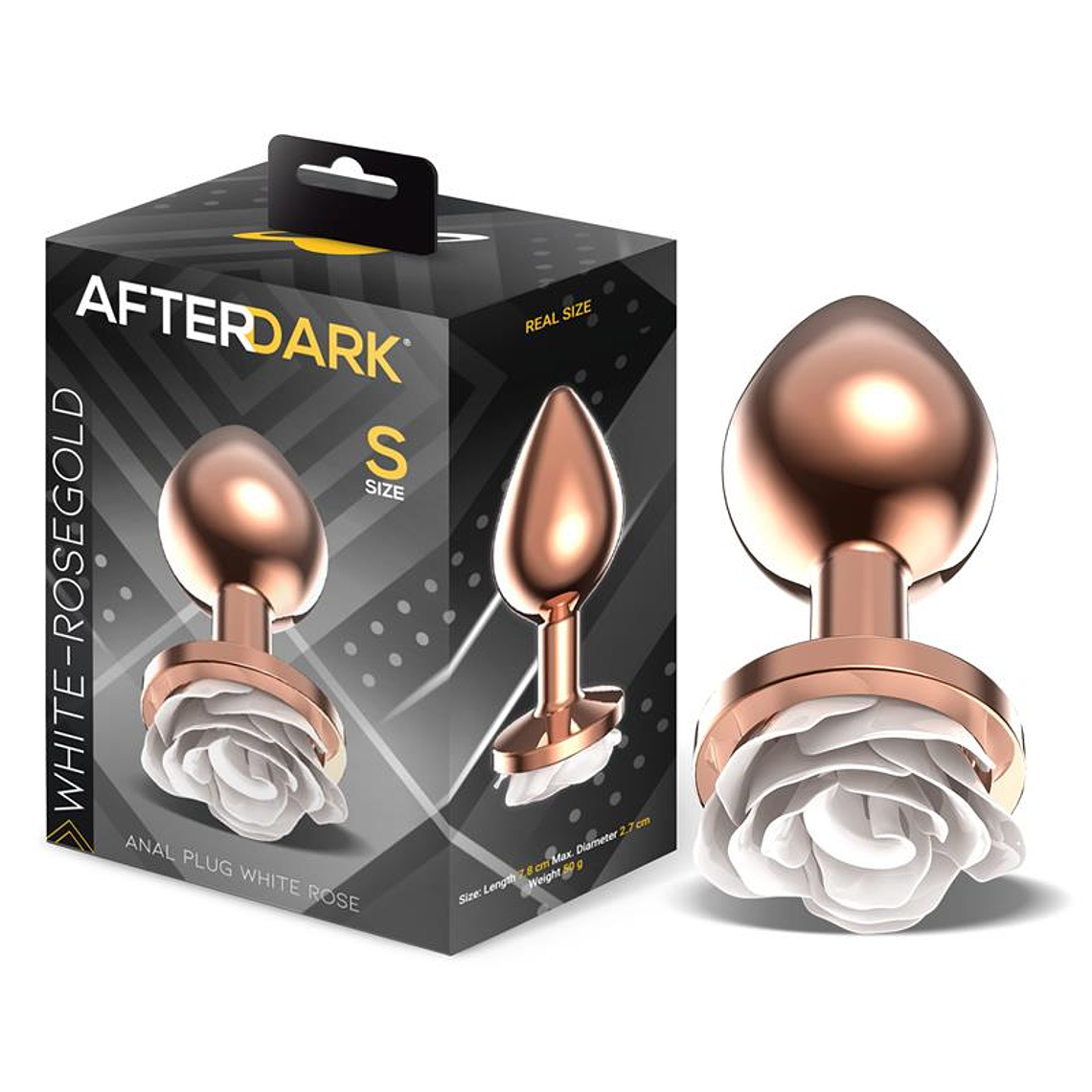 Rosegold Metal Anal Plug with White Rose Base - Size S 1