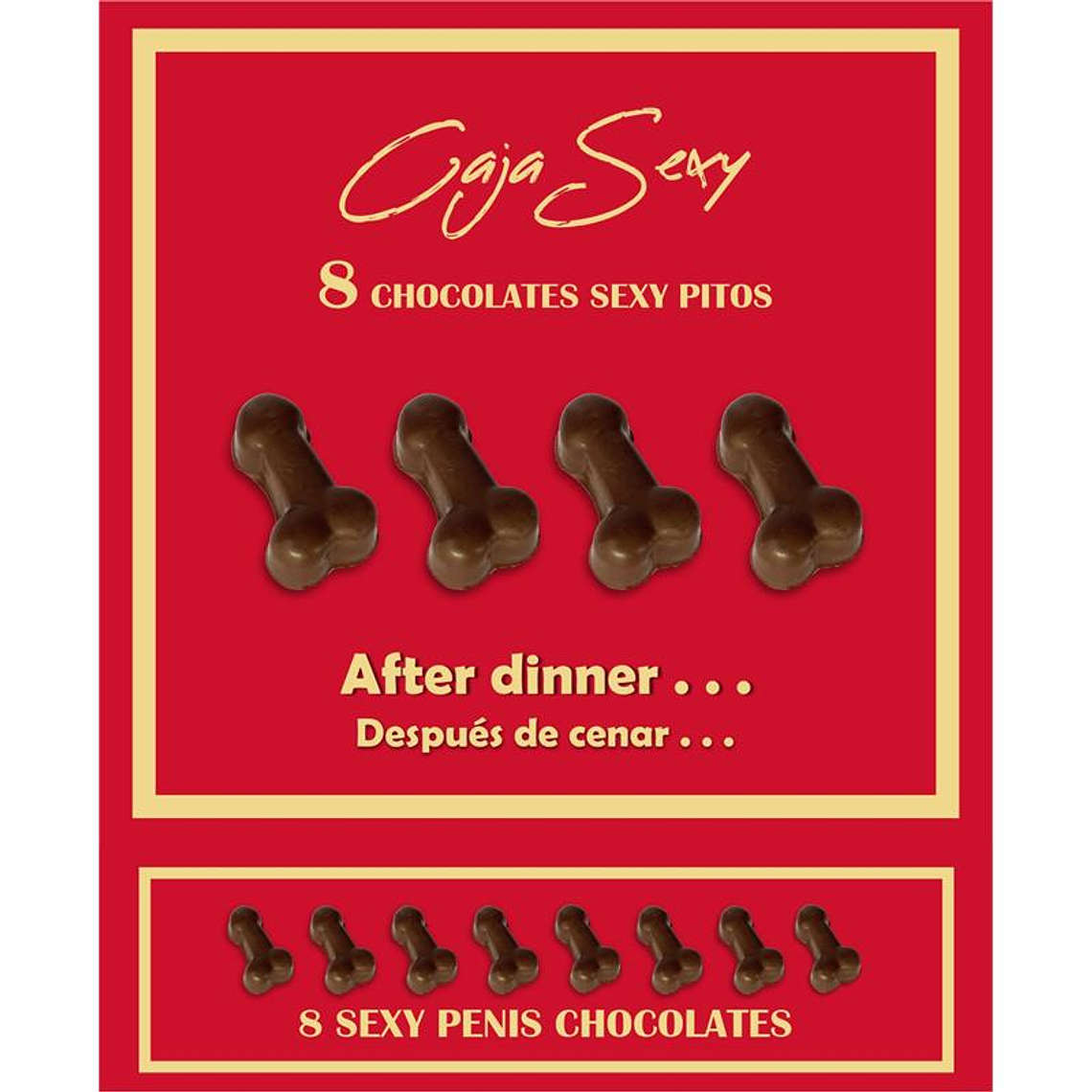 Red Box of 8 Dark Chocolate Penis-Shaped Candies 1